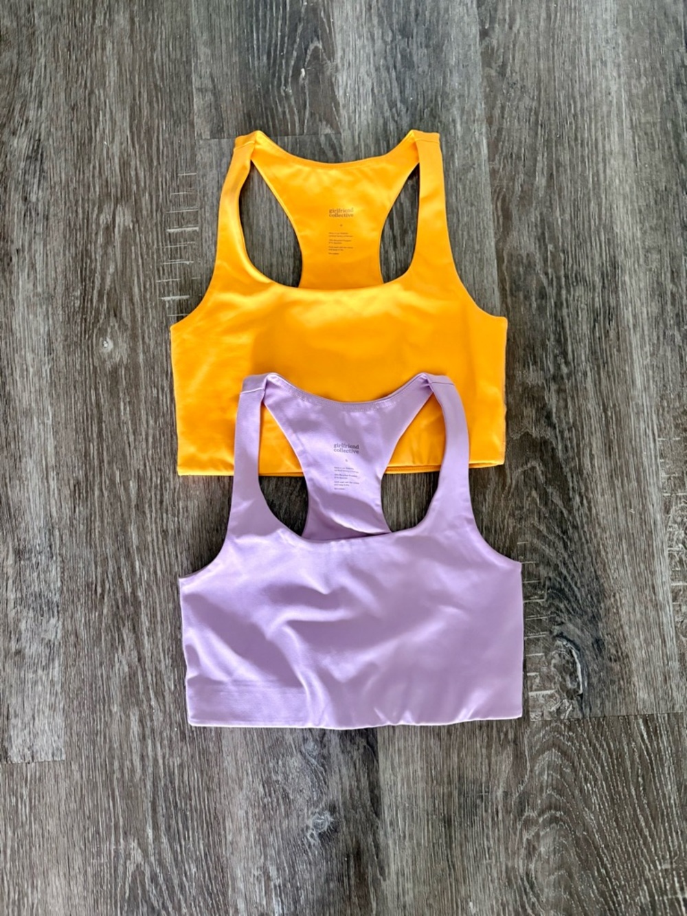 Girlfriend Collective Yellow and Lavender Racerback Sports Bras - Pack of 2